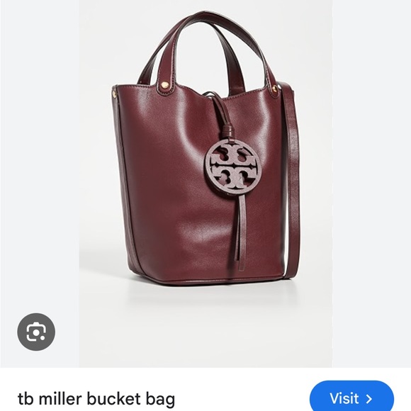 Tory Burch Miller Bucket Bag Deep Burgundy Rare Color Shoulder Bag Purse - Picture 4 of 17